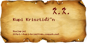 Kupi Krisztián névjegykártya